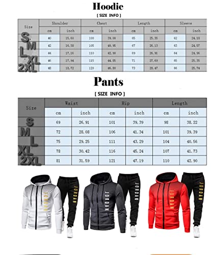 2022 New Men's Clothing, Men Sets Printing Hoodie Set Fleece Zipper Sweatshirt Casual Sport Sweatpants Men Tracksuits…(Large, White Black&Gold Label) #TOP1