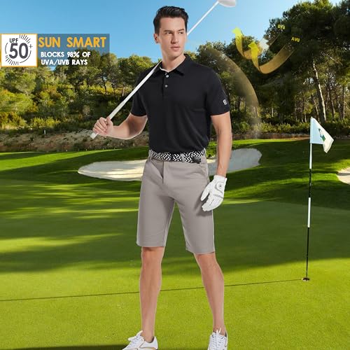 Image of Mens Golf Shirt Short Sleeve Moisture Wicking Dry Fit Performance Solid Pique Collared Golf Polo Shirts for Men
