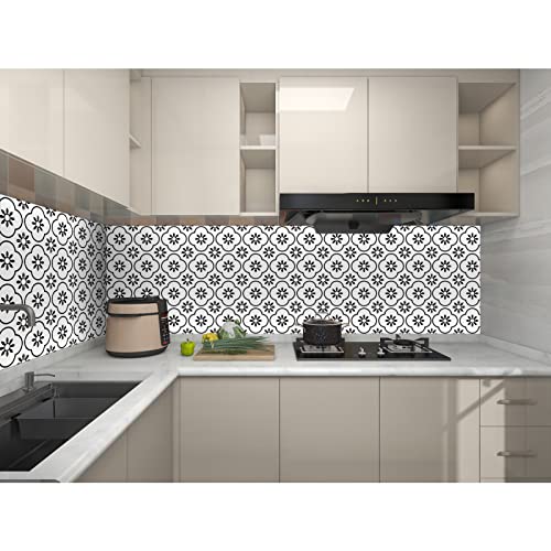 Peel And Stick Tile Stickers Waterproof Diy For Home Decor- (Pack Of 25) 4X4 Inch Self-Adhesive Peel And Stick Wall Tile Decals - For Kitchen Backsplash Wall Stairs Furniture Staircase(Black & White) #TOP3