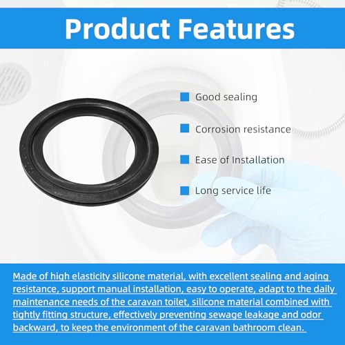 Image of 5Pcs 385311658 RV Toilet Seal Replacement with Gloves for Dometic 300 /310 /320, Rubber Flush Ball Seal Gasket for Solve Toilet Leakage and Stink