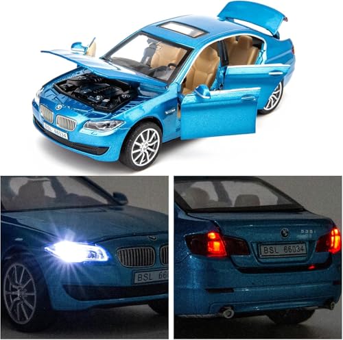 Image of 1 /32 Compatible for 535i Model Car, Zinc Alloy Pull Back Toy car with Sound and Light for Kids Boy Girl Gift (Blue)