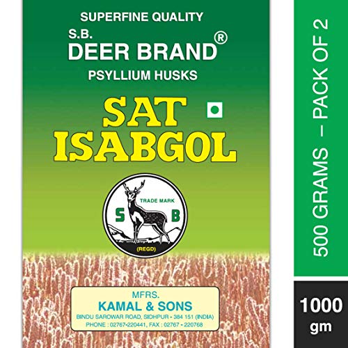 Image of Sat Isabgol - Pure Psyllium Husk Hiran Brand 500g (Pack Of 2)