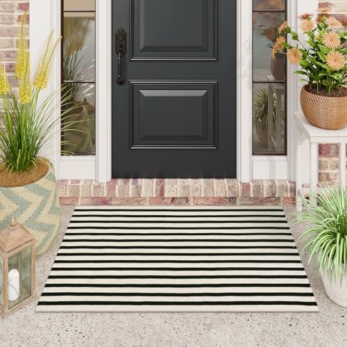 Black And White Striped Doormat