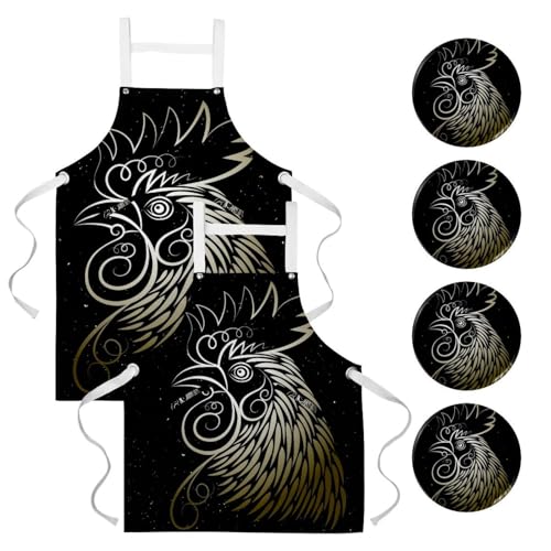 Tablier de cuisine tête de coq lot de 2 finitions soignées pour bistrot