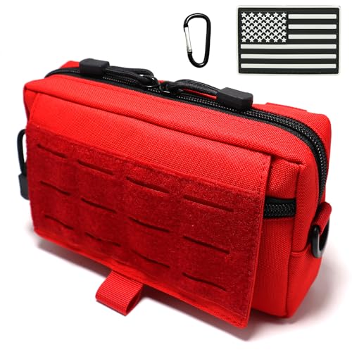 Red Tactical Molle Admin Pouch Compact Utility EDC Tool Bag Phone Pouches Fanny Waist Pack Bag Belt Pouch Small First Aid Kit