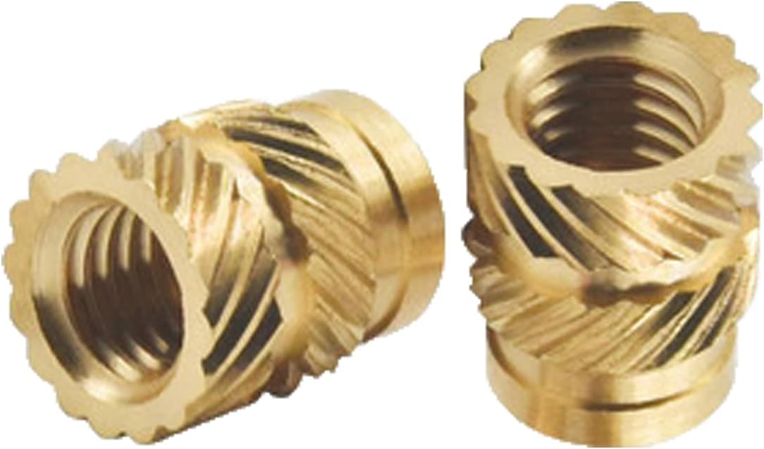 WAFJAMF 120 Pcs M3 Female Thread Knurled Nuts Brass Threaded Insert Embedment Nuts for 3D Printing Injection Molding and More Projects (M3, 120Pcs,3x4.6x5.7mm)