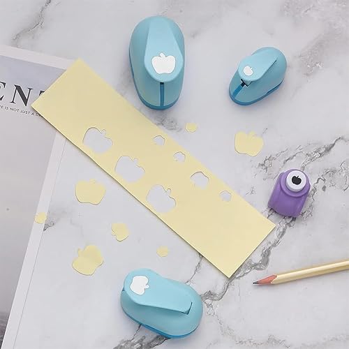 Miniatura 4 de CHGCRAFT 4 tamaños mini perforador de papel para manualidades de manzana, perforadores de papel en forma de manzana, perforador de papel para