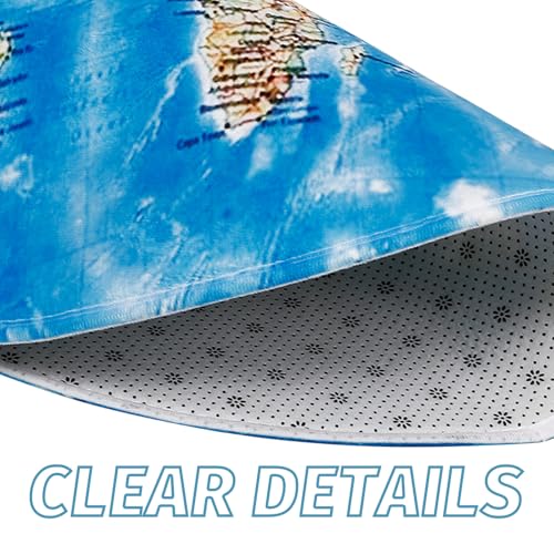 Tapis de sol rond antidérapant bleu lavable résistant pour salon