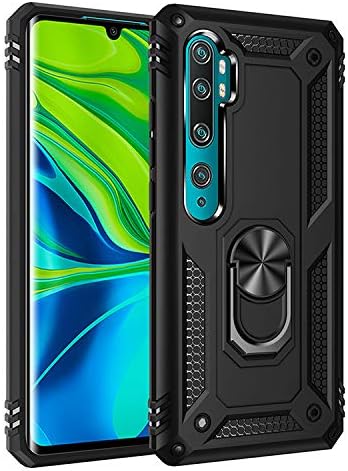 yuehuanyi Slim 360 Degree Rotation Metal Ring Holder Kickstand with Magnetic Case Cover for Xiaomi Mi CC9 Pro/Note 10 / Note 10 Pro - Black