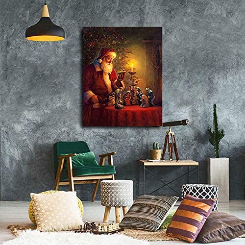 Findemo Christmas Santa Claus Paintings Print On Canvas Hd Abstract Canvas Painting Office Wall Art Home Decor Wall Pictures (Unframed,16X20Inch) #TOP2