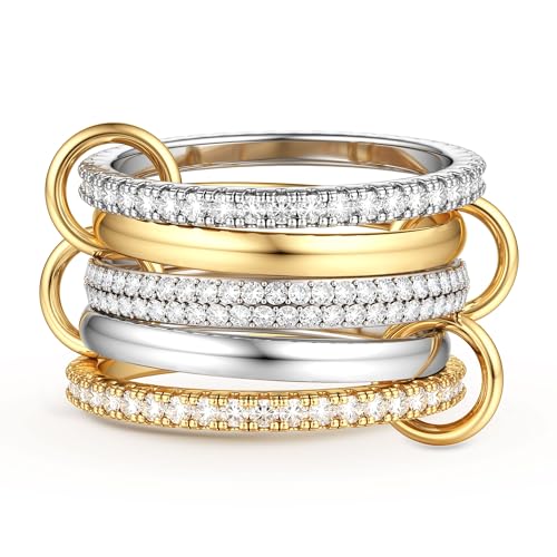KRFY Gold Rings Stackable Rings for Women Gold Silver Mixed 