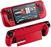 UYIYE Funda Protectora para Steam Deck OLED y LCD con Soporte Roja | Agarre Ergonómico de Cuero, Cubierta Anti-Golpes y Anti-Caídas, Delgada y Refrescante, Ajuste Preciso 1:1 con Soporte Integrado Accesorios de Juego 2