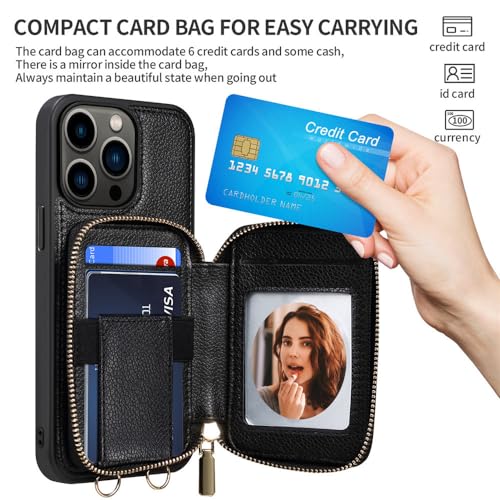 Étui pour iPhone 14 Pro portefeuille anti-chute avec chaîne lanière - 5