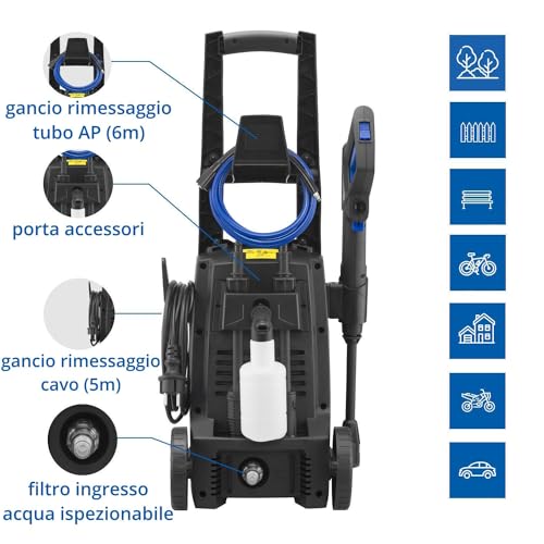 AR Blue Clean Idropulitrice ad Alta Pressione e-1600P con Patio Cleaner e Spazzola Fissa (1600 W, 125 bar, 420 l/h) - 4
