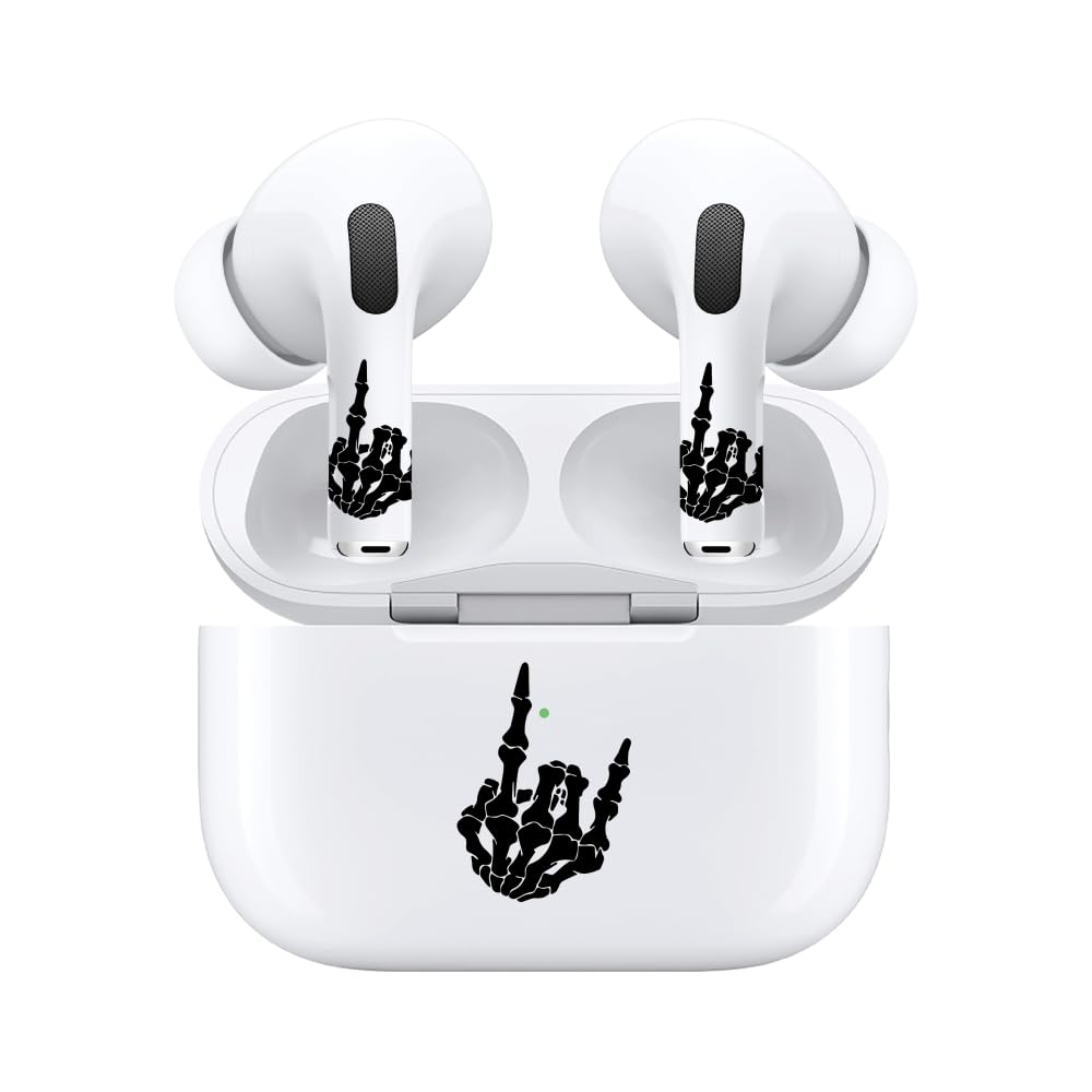 AirSkins Cool Skeleton Stickers for AirPods Pro & AirPods Pro 2 - Rock On Skeleton Headphone Decoration Accessories, Fun Headphone Accessories, Cool
