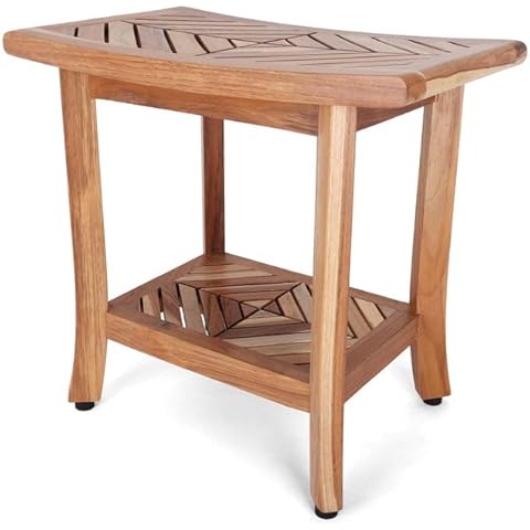 Rutledge & King Teak Shower Bench - Teak Shower Seat - Teak Wood Bathroom Stool - Corner Bench Alternative - Bathroom Chair - Bath Bench/Teak Bench (Sumatra) Cover