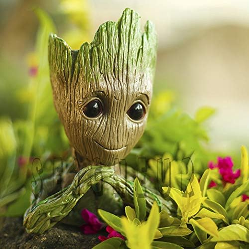 SEIGNEUR Guardians of Galaxy Baby Groot Flower Pot|Pen Holder|Gift Wooden Look PVC Marvel Avengers Infinity war Gift Toy 2nd Generation