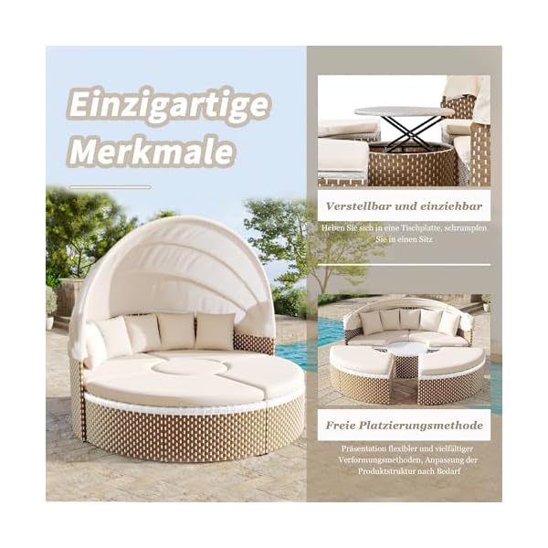 Polyrattan Sonneninsel mit Sonnendach
