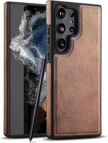 Image of amazon basics Genuine Leather Finish Samsung Galaxy S25 Ultra Back Cover Case | Raised Edges for Camera & Screen Protection | Back Case Cover for Samsung Galaxy S25 Ultra (Brown)