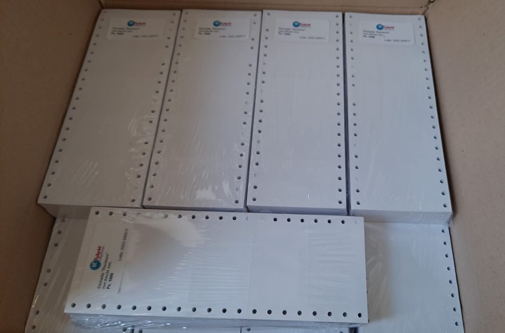 Etichette per Revisioni bianche mm.64 x 34 a modulo continuo - Pezzi 1.000