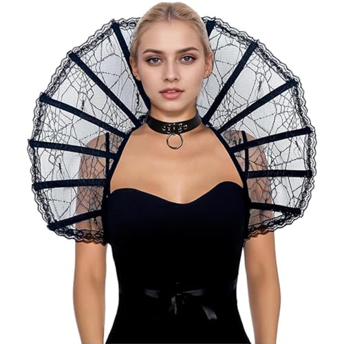 Collar gótico de encaje negro victoriano para fiestas temáticas y disfraces de vampiro