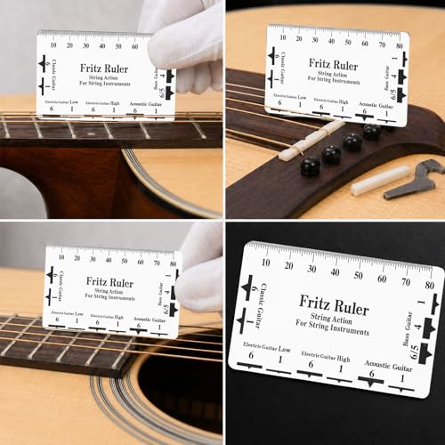 10pcs Kit d'Outils de Luthier pour Guitare, Comprenant 9 Jauges Rayon Sous Les Cordes & Une Règle Réglage La Hauteur Des Cordes pour Le Réglage et La Réparation Des Basses – vue 4