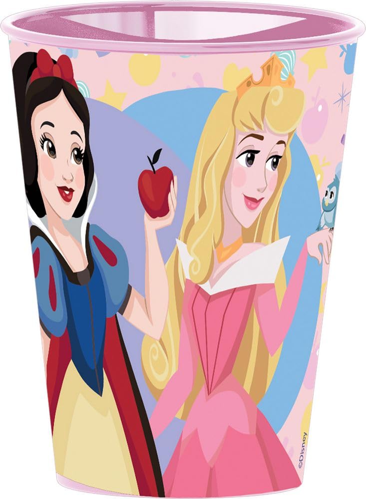 Disney Pink Plastic Princess Snow White Aurora Ariel 260ml Tumbler with Spout for Easy Drinking