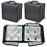 Gotobuy 2 Set 400 Capacity CD/DVD Media Carrying Case Heavy Duty DVD Wallet Binder Organizer with Attached Handle - Black