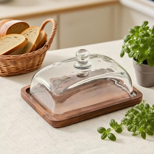 Glass Butter Dish with Lid,Airtight Cover for Fresh Butter,Clear Butter Keeper,Butter Tray,Large Butter Dish for Refrigerator & Countertop by Voxionix - Image 4