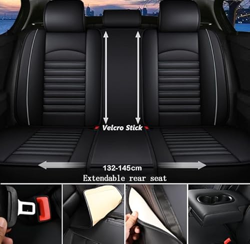 Chifeng Full Set of 5 Car Seat Covers for Nissan Almera Juke Leaf Micra Navara Pulsar Qashqai Qashqai+2 X-trail Universal Leatherette Car Seat Covers - Durable, Waterproof, Breathable Covers(5) - Image 3