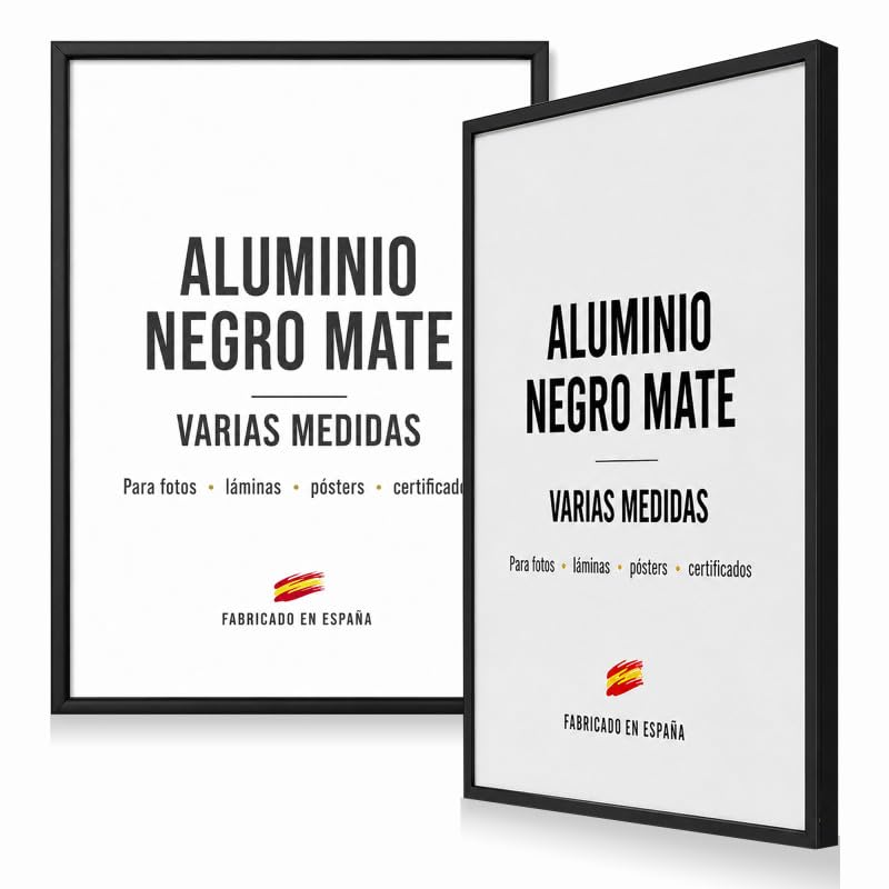 2 Marcos de Aluminio Negro Mate 33X98, Moldura Premium | marco para fotos, láminas, púzles. Metacrilato 2 mm, trasera Foam antihumedad, fácil montaje, listo para colgar,.
