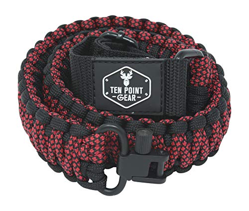 Ten Point Gear Gun Sling Paracord 550 Adjustable w/Swivels (Multiple Color Options) (Black & Red Diamonds)