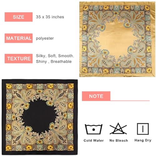 Tapp Collections 2-Pk 35” Silk Like Satin Large Square Head Neck Scarves Hair Sleeping Wraps for Women2