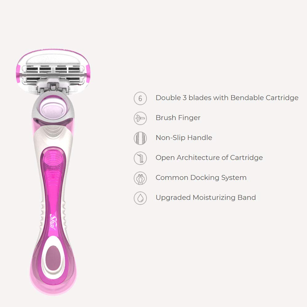 DORCO Shai Sweetie 6-Blade Women Disposable Razor 6-count with Eyebrow Razor