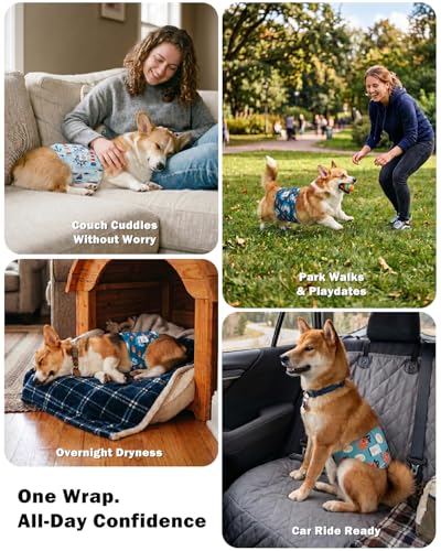 Image of CuteBone Dog Diapers Male Belly Bands 3 Pack for Male Dogs Reusable Puppy Wraps