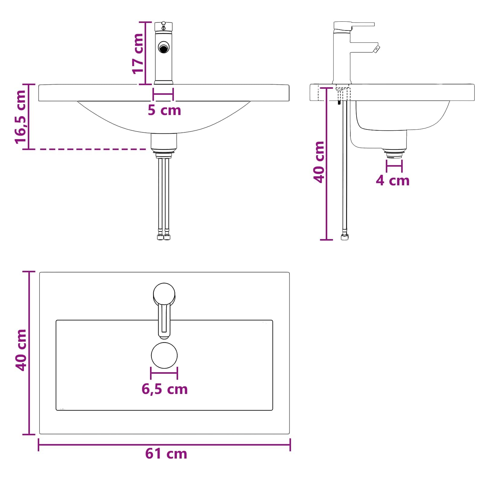 Set di mobili da bagno in rovere nero, 61 x 40 x 84,5 cm, con lavandino e rubinetto, design moderno, durevole, funzionale, per ristrutturazione del bagno