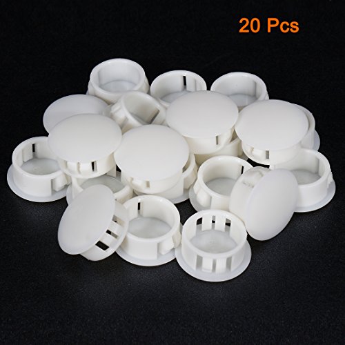 Image of uxcell Hold Plugs,20pcs 19mm x 10.2mm White Nylon Round Snap Locking Panel Hole Cover