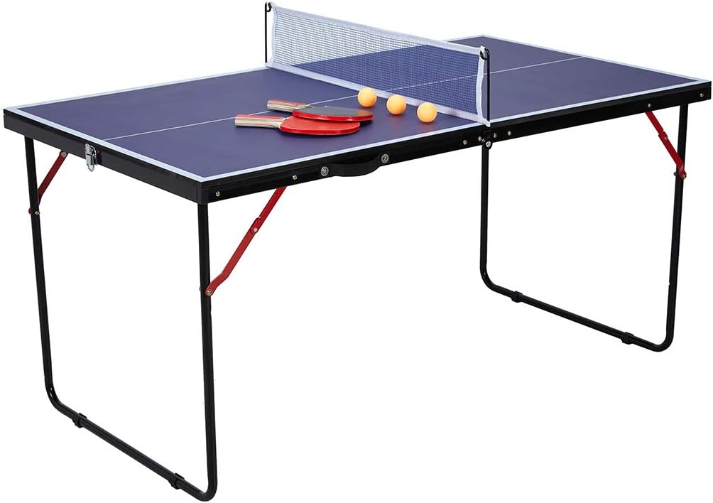 Portable Mini Table Tennis Ping Pong Table with Net, Posts, 2 Table