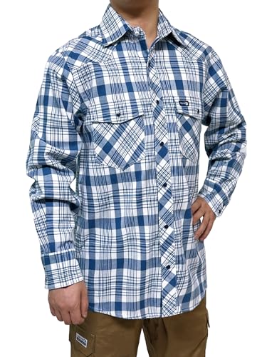 Image of FR Ripstop & Waterproof Welding Shirts for Men 6.5oz Long Sleeve Button Down Fire Retardant 100% Cotton shirts CAT2