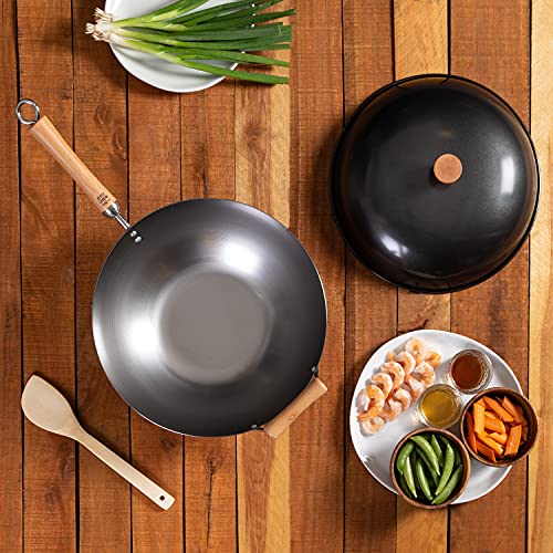 Joyce Chen , Classic Series Carbon Steel Wok Set, 4-Piece, 14-Inch, Charcoal #TOP1