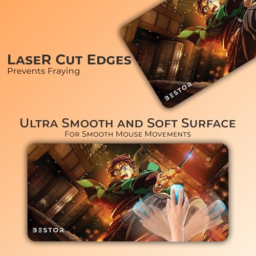 Image of BESTOR Mouse pad with Precise Cut Edges, Waterproof Surface & Non-Slip Rubber Base Stitched Edges Gaming Mouse Mat for Laptop (60cmx34cm)
