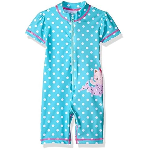 Kiko & Max Girls' Full Body Rash Guard Swim Suit Coverall Bodysuit, Blue Mermaid, 6-9 Months Cover