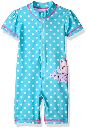 KIKO & MAX Girls' Full Body Rash Guard Swim Suit Coverall Bodysuit, Blue Mermaid, 24M
