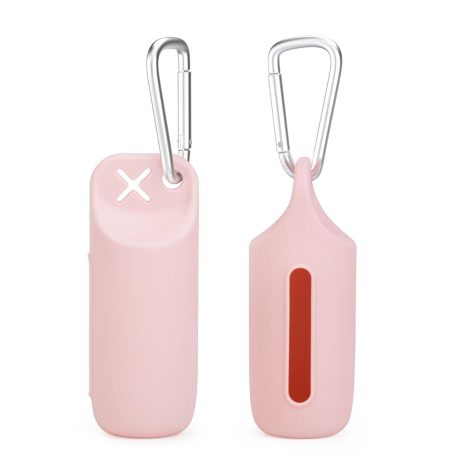 Portable pet waste bag dispenser - Outdoor poop bag dispenser, made of silicone, easy to tear and take ou(,dark pink)