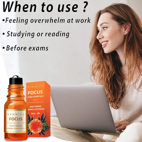 Focus Roll On Essential Oil Concentration Memory Attention Orange Ginger Patchouli Functional Aromatherapy Stick Self Care Study Gift Stocking Stuffer - Image 3