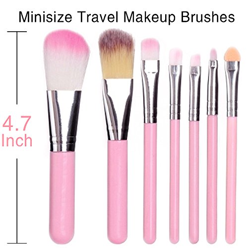 Fani Makeup Brushes 7 Pieces Travel Makeup Brushes Set with Box Professional Foundation Cosmetic Brushes Eyeshadw Brush Lip Brush for Powder Liquid Cream Blending