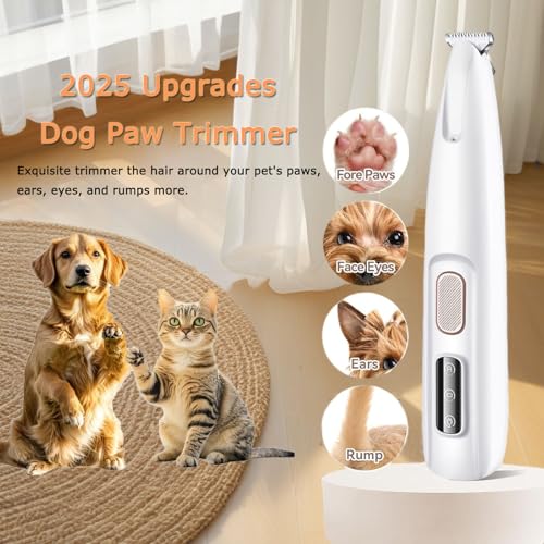 1PC Dog Paw Trimmer with LED Light,35dB Low Noise Precision Pet Paw Trimmer for Dogs Cats Grooming Clippers,Safety Electric Paw Hair Trimmer for Paws,Ears,Rump,Face,Eyes,Dog - Image 5