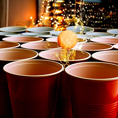 Cieex Beer Pong Set Include 1 Beer Pong Table Mat Party Plastic Cups (15 Blue & 15 Red) 8 Ping Pong Balls Fun Adult Drinking Game for Party Festivals Tournaments BBQ - Image 2
