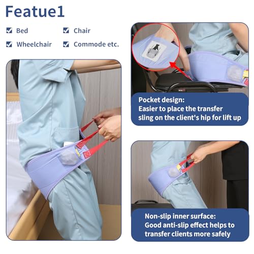 Image of Transfer Sling for Elderly /Disabled,Transfer Belt with Handles,Easy Transfer Belts for Lifting Seniors,Safely Move from Bed and Wheelchair, Patient Care Lifting Sling