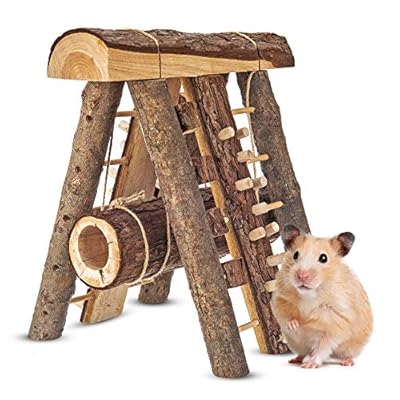 FiNeWaY Natural Wooden Climbing Hamster Mouse Gerbil Playground Wall Rats Pets Toys Play House Tunnel